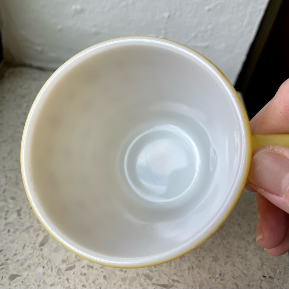 Vintage Pyrex Yellow Butterscotch Atomic Pattern Coffee Cup Mug Milk Glass - Picture 6 of 8